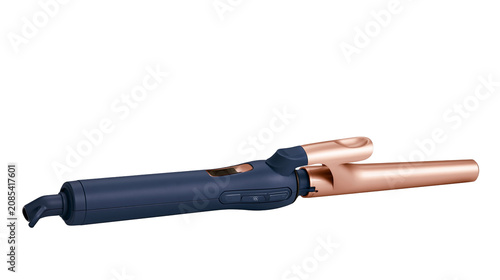 Schilderij op canvas Blue and rose gold curling iron with clamp