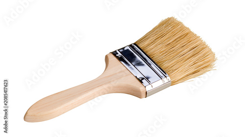 Photos Wooden handle paintbrush with metal ferrule and natural bristles