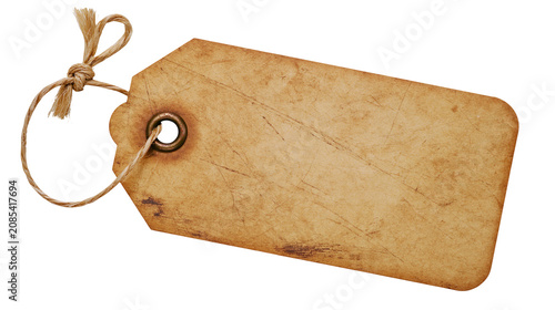 Quadro su tela Rustic brown paper tag with twine and metal grommet