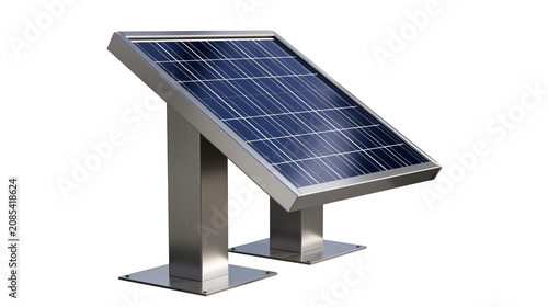 Obraz na płótnie Two solar panels on metal stands with square bases