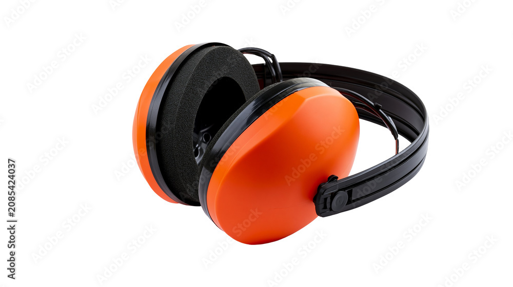 Fototapeta premium Orange and black earmuffs for hearing protection