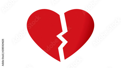 Photos Red broken heart shape with white crack