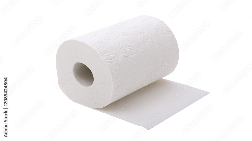 Fototapeta premium White paper towel roll with embossed floral pattern