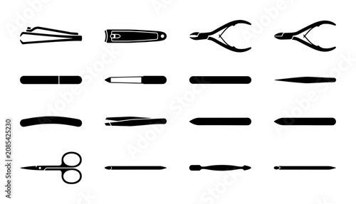 Photos Manicure and Pedicure Tools Set, Nail Care Implements Collection, Essential Beau
