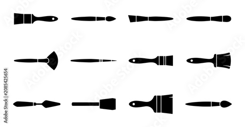 Billede på lærred Diverse Paint Brush Set, Artist Tools Collection, Crafting Implements, Art Suppl