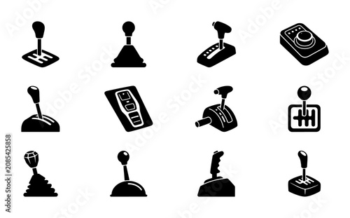Принти на полотні Car Gear Shift Icons, Manual Transmission Levers, Automatic Shifter Controls, Au