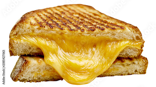 Fotografie Grilled cheese sandwich with melted gooey cheese oozing out