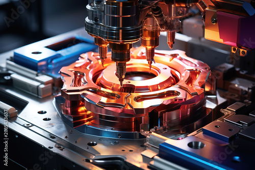 Beautiful working process of CNC milling machine in metal factory