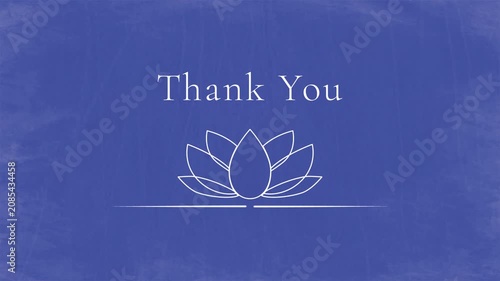 Thank You - Lotus Line Art Animation on Rustic Ultramarine Chalkboard