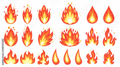 Tableau sur toile Fire Flame Icons A Comprehensive Vector Collection With Varied Shapes And Bright