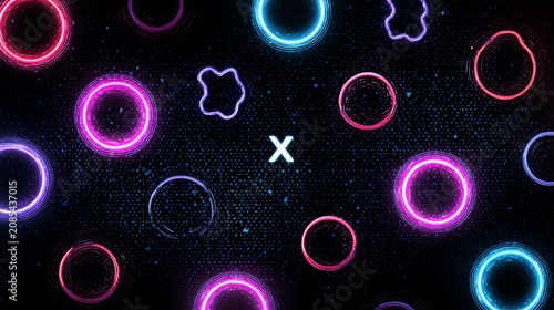 Neon X and O Abstract Background