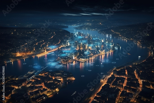 Superb The reflection of the city lights on the River