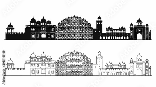 Jaipur City Skyline Silhouette Vector Illustration