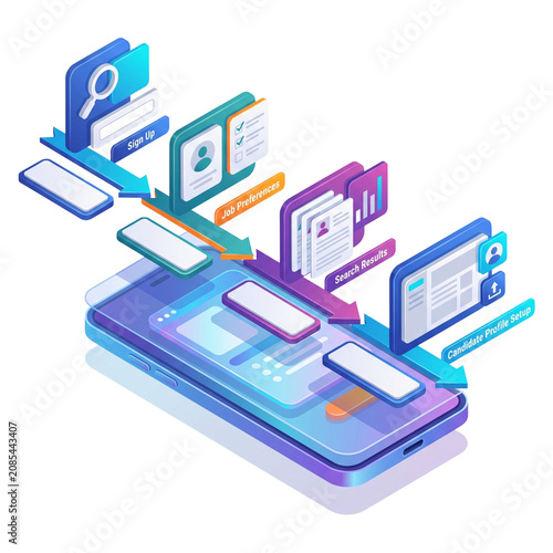 Job Search App Onboarding Flow and User Interface Process