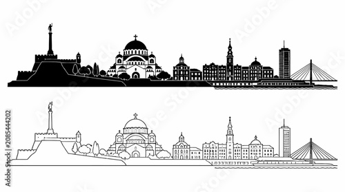 Belgrade city skyline silhouette vector illustration