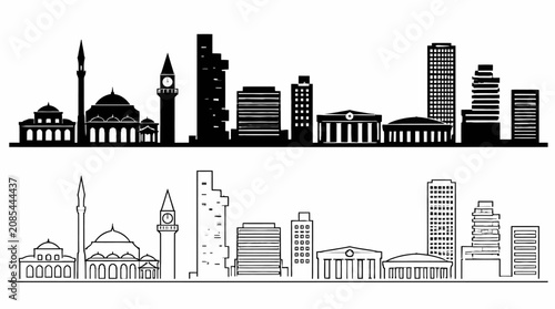 Beirut skyline silhouette with historic and modern buildings