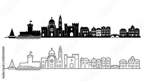 Rhodes City Skyline Silhouette Vector Illustration