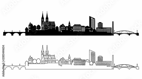 Basel City Skyline Silhouette Vector Illustration