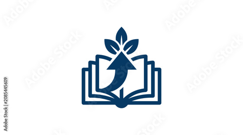 Education logo with book and plant.