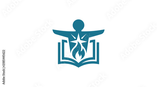 Education logo with human and book.