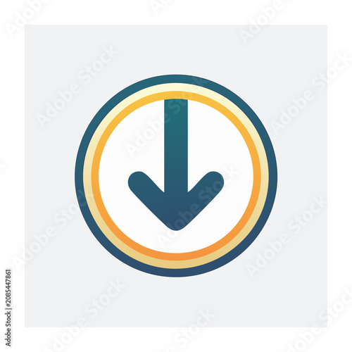 Teal and orange down arrow icon on transparent background