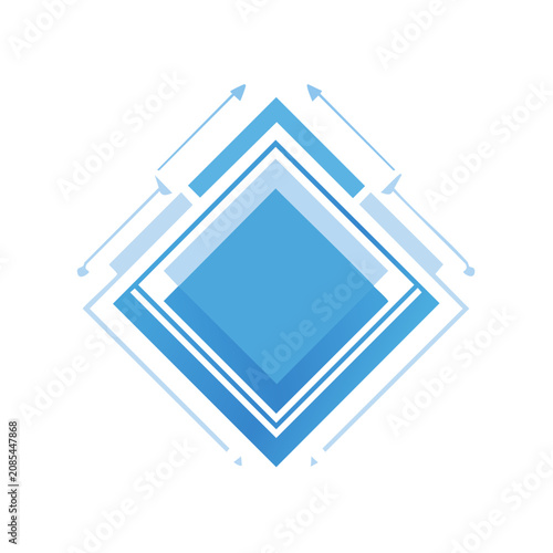 Abstract geometric diamond with layered arrows