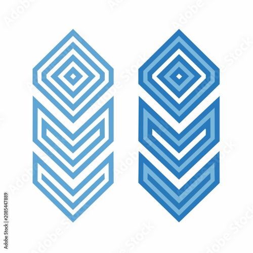 Abstract Geometric Shapes with Blue and White Colors