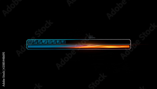 Futuristic Loading Bar with Glowing Energy and Digital Progress Indicator on Dark Background