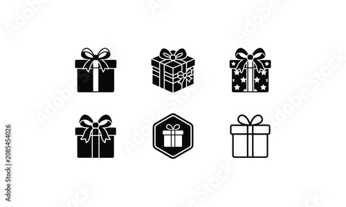 Gift box icon collection for birthday and holiday event.