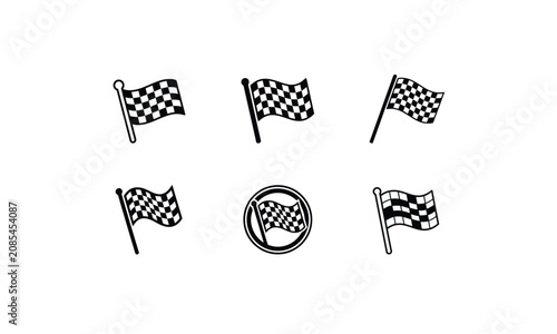 Checkered racing flag set for motorsport competition win.
