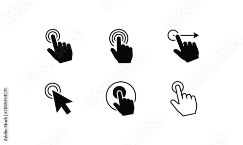 Set of touch gesture icons for mobile screen interface.