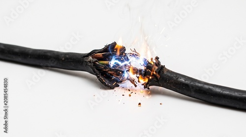 Burning Electrical Cable Short Circuit Fire Hazard