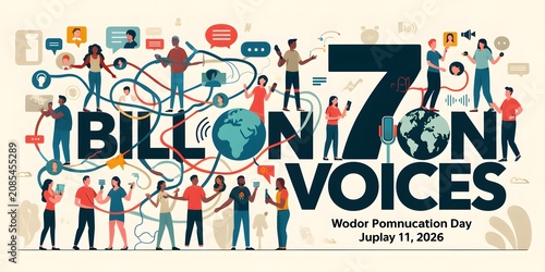 Diverse Group Celebrating Global Unity and Communication in Flat Design Illustration