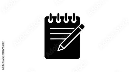 Vector illustration of notebook with pencil icon on a transparent background