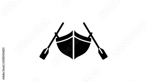Vector illustration of rowboat icon with oars, simple vector illustration of a boat on a transparent background
