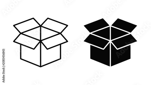 Vector illustration of open cardboard box icon, vector illustration of delivery package on a transparent background
