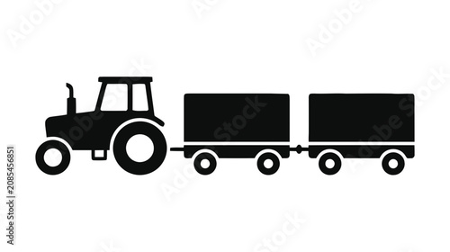 Vector illustration of tractor with two trailers icon on a transparent background