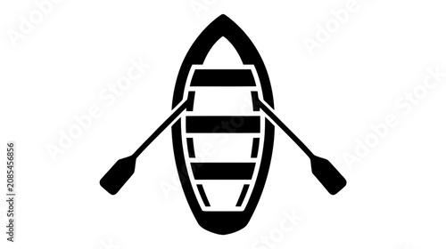Vector illustration of rowboat with oars, top view, on a transparent background