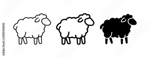 Slika na platnu Simple Sheep Icons: Black and White Vector Graphics for Farm and Livestock Theme