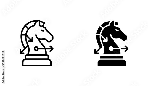 Obraz na płótnie Chess Knight Icon Set: Strategy, Tactics, and Game Pieces, Vector Graphics for B