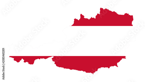 Schilderij op canvas Austria Map Silhouette with National Flag