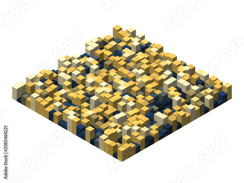 Colorful Geometric Block Pattern Isometric Art Design