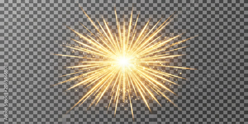 Quadro su tela Glowing sparkler firework explosion with bright sparks and light flare on black