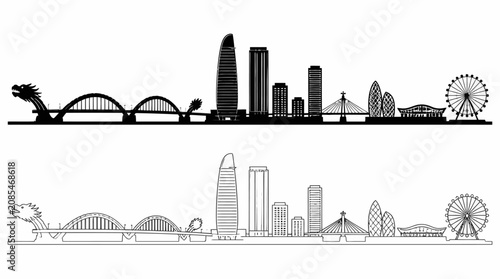 Da Nang City Skyline Silhouette Vector Illustration