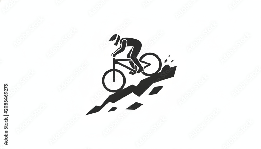 Obraz premium Mountain biker riding a bicycle on a rocky path to represent extreme sports, cycling adventures, and outdoor fitness pursuits for active.