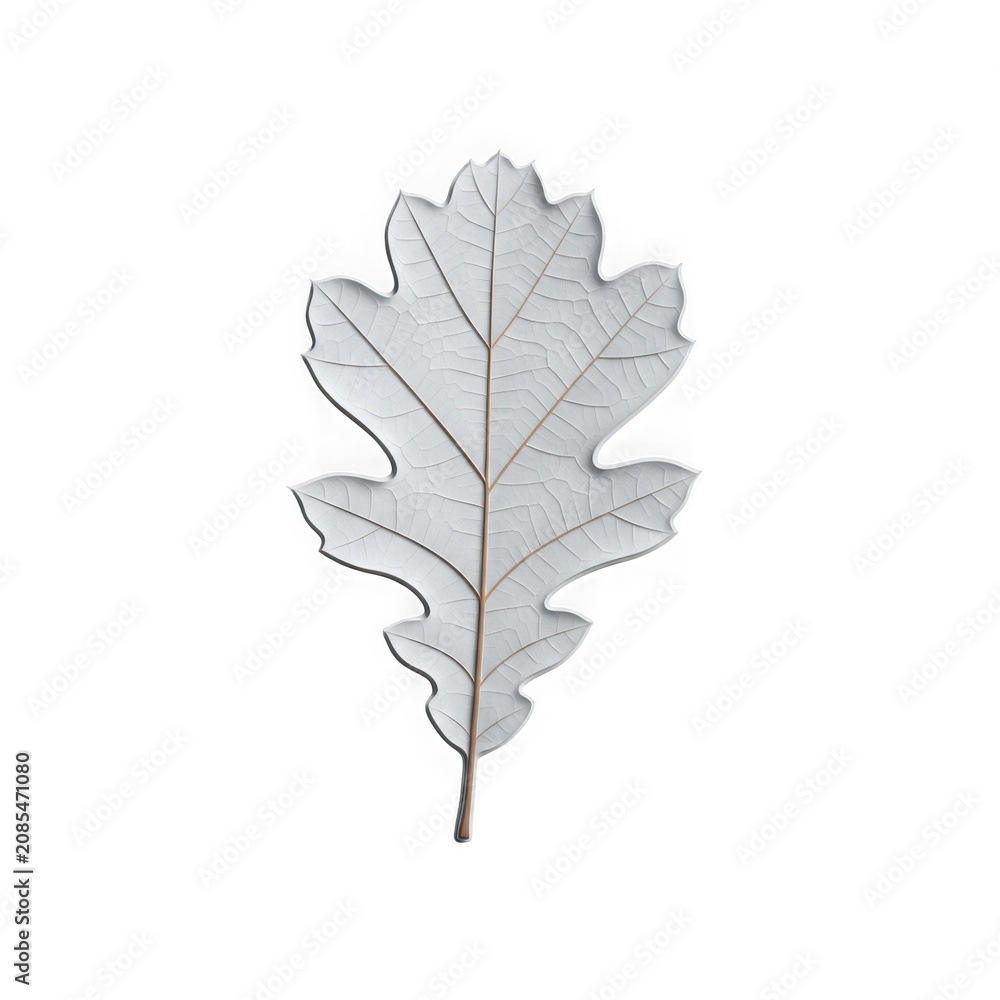 Fototapeta premium Single silver oak leaf isolated