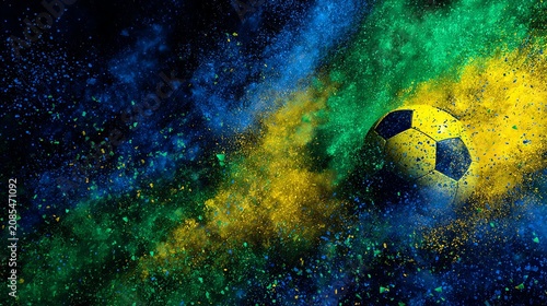 Dynamic Abstract Soccer Ball Explosion of Color