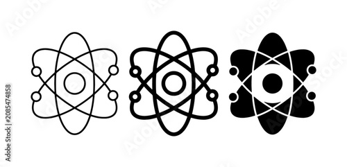 Atomic Structure Icons, Science Symbols, Nuclear Energy Vector Graphics