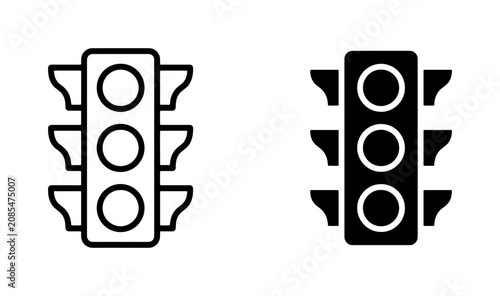 Traffic Light Icons, Signal Lights, Stop Go Symbols, Urban Navigation, Road Safety, Transportation Control, Vector Graphics