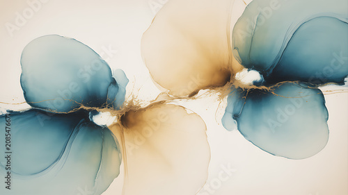 Abstract Ink Blobs With Gold Veins A Watercolor Style Background On White shapes forms painting fluid liquid pigment